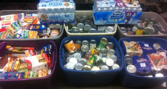 Non-perishable food items collected at Hoffman Car Wash Food Drive