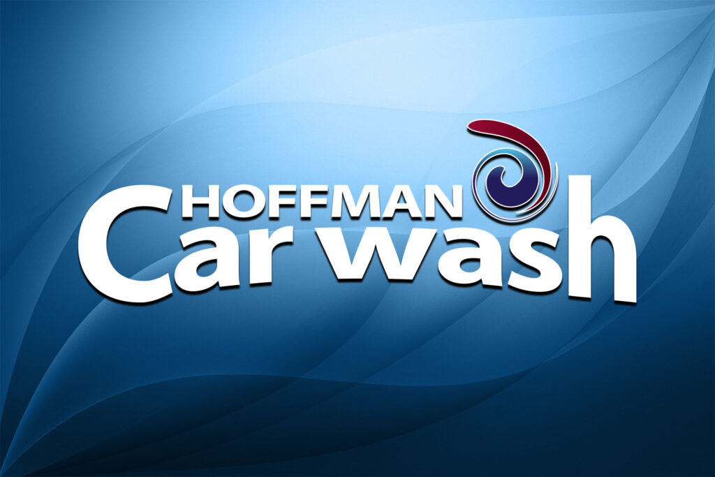 Hoffman Car Wash logo on a blue background